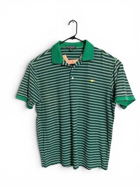 Masters Augusta Golf Shirt Green Stripe Logo Mens size XL Prima Cotton